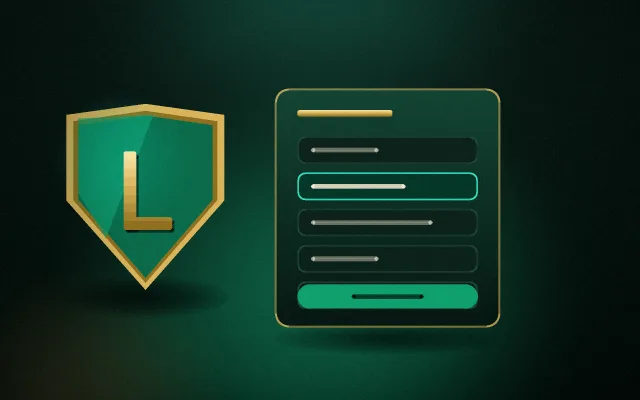LEO999 registration artwork: a five-row form panel beside the emerald crest